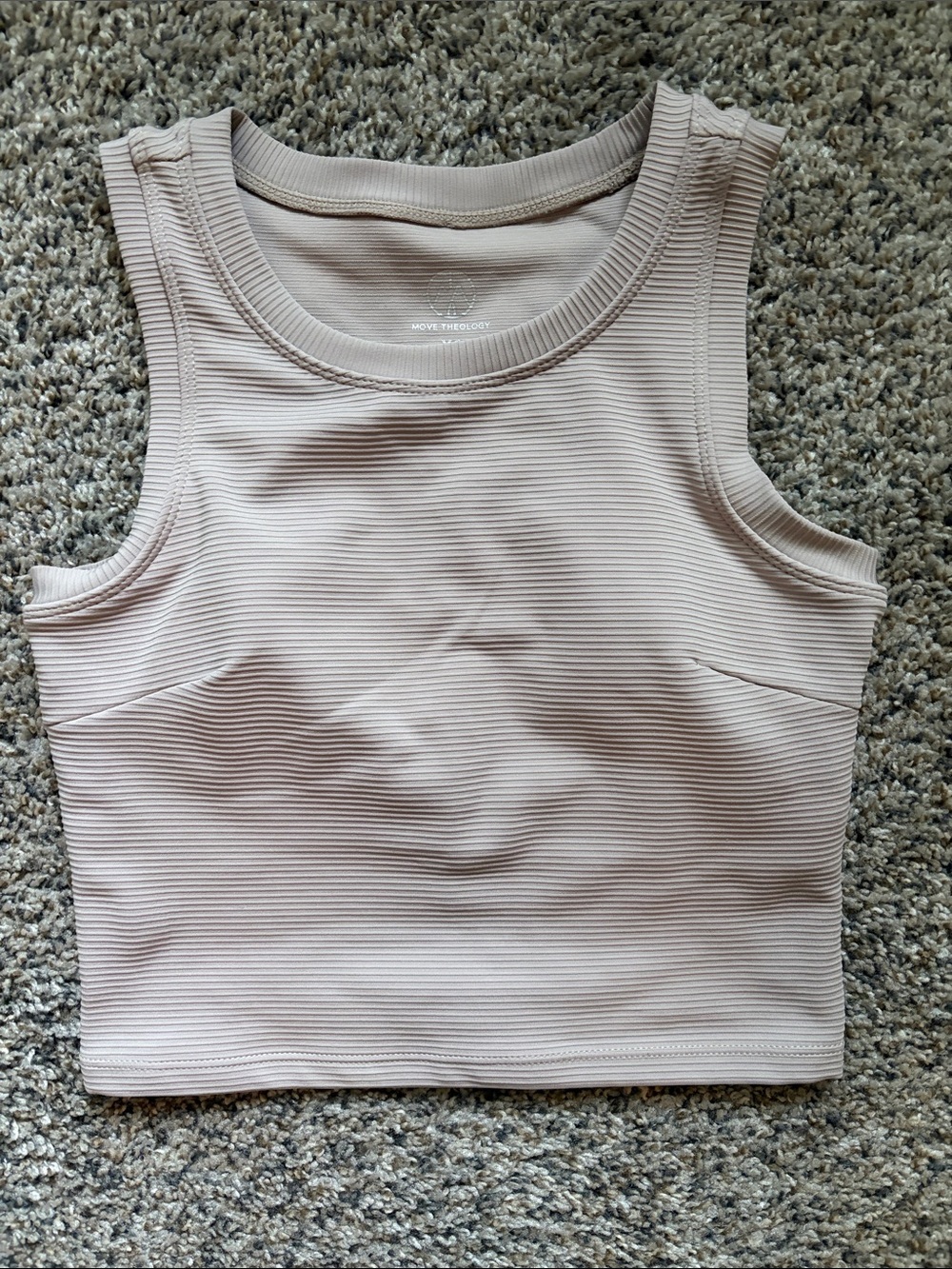 Ribbed Athletic Crop Tank Top in Cream
